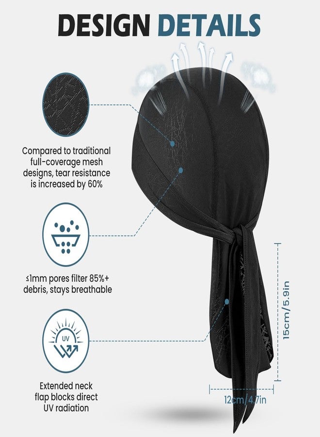 GXCROR Cooling Bandana Cap, Sweat Wicking Helmet Liners, Skull Caps, Doo Rag for Motorcycle, Bicycle, Running, Outdoor Work Black Gray - Image 3